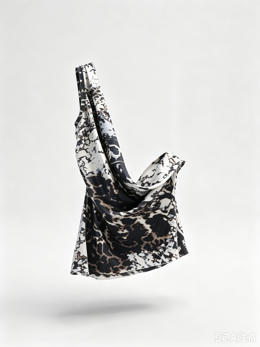 Ann Demeulemeester silk abstract pattern one shoulder top